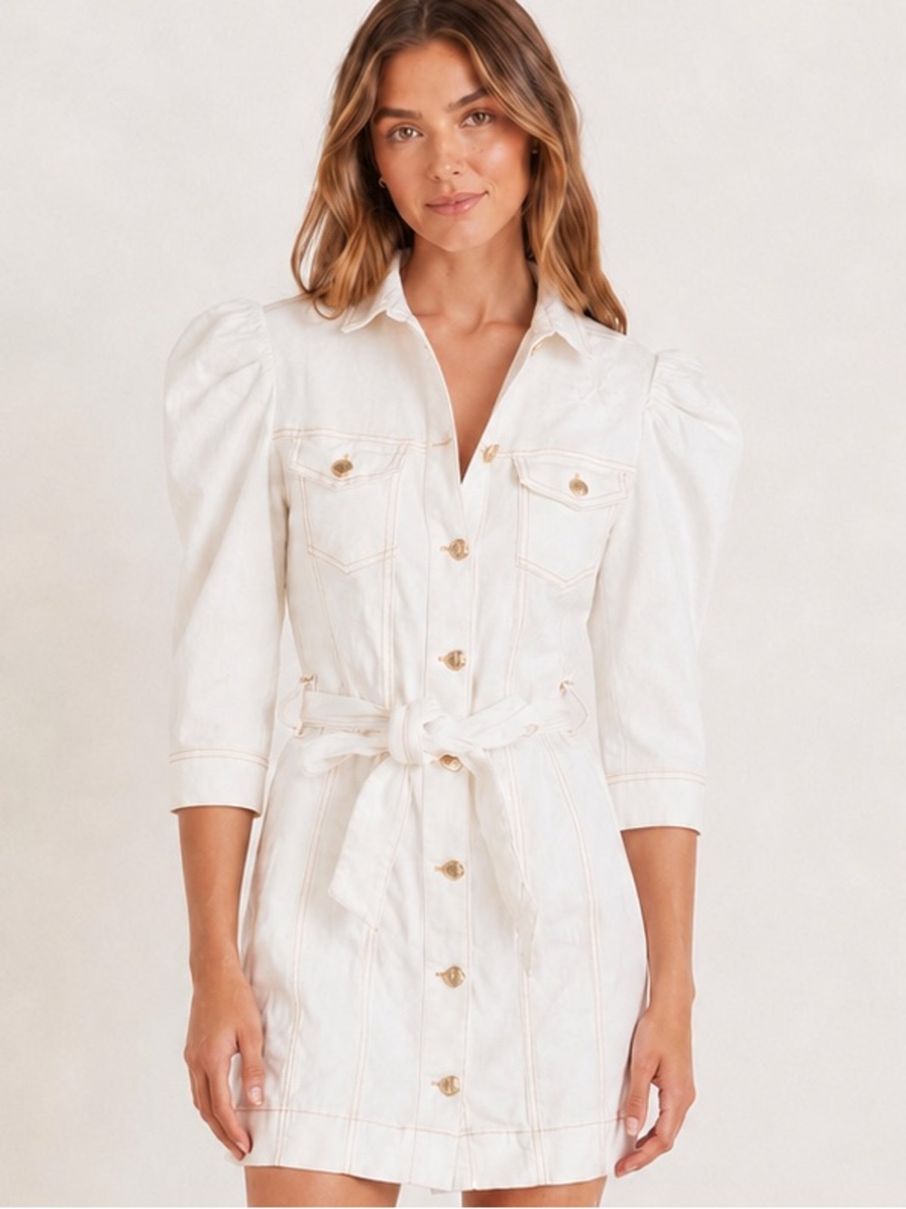 Retrofete White Cotton Distressed Mini Dress Size Small